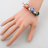 European Multicolor Flower Glass Bead Bracelet DIY Snake Chain Jewelry