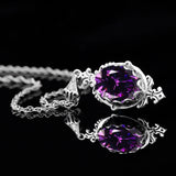 Szjinao Silver 925 Real Amethyst Stone Necklace Pendant for Woman