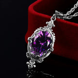Szjinao Silver 925 Real Amethyst Stone Necklace Pendant for Woman