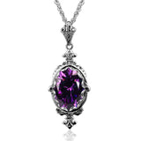 Szjinao Silver 925 Real Amethyst Stone Necklace Pendant for Woman