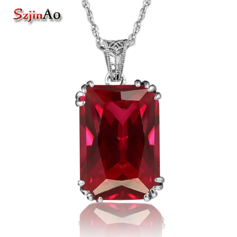 Vintage Style Crown Red Ruby 925 Silver Necklace Choker