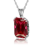 Vintage Style Crown Red Ruby 925 Silver Necklace Choker