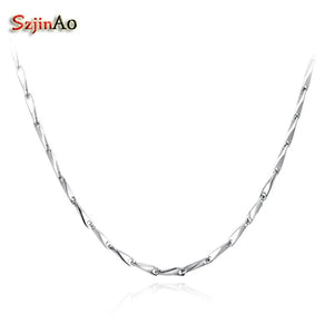 Szjinao Melon Shape 925 Sterling Silver Link Chains Necklaces For Women