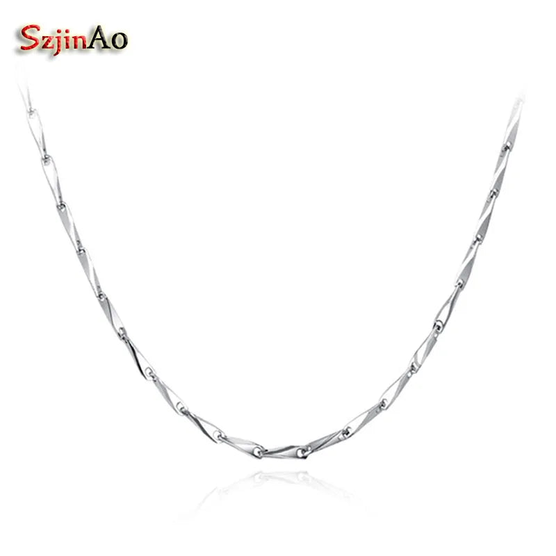 Szjinao Melon Shape 925 Sterling Silver Link Chains Necklaces For Women