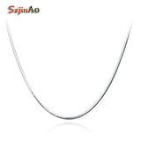 Szjinao 925 Silver Long Necklace Snake Bones Shape Statement Chain