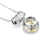925 Silver Necklace Citrine Pendant Round Gemstone Female Jewelry