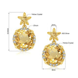 Szjinao 14K Citrine Stud Earrings 925 Silver Jewelry for Women