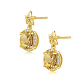 Szjinao 14K Citrine Stud Earrings 925 Silver Jewelry for Women