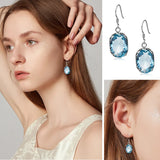 Vintage Aquamarine 925 Silver Earring Drop for Women Anniversary