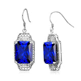 Szjinao Natural Sapphire Earrings 925 Silver Drop Women Party Charms