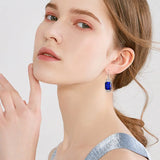 Szjinao Natural Sapphire Earrings 925 Silver Drop Women Party Charms