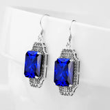 Szjinao Natural Sapphire Earrings 925 Silver Drop Women Party Charms