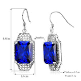 Szjinao Natural Sapphire Earrings 925 Silver Drop Women Party Charms