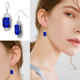 Szjinao Natural Sapphire Earrings 925 Silver Drop Women Party Charms