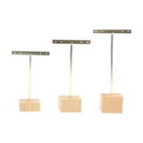 Wooden Base T Bar Jewelry Display Stand Holder