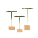 Wooden Base T Bar Jewelry Display Stand Holder