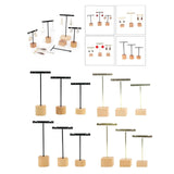 Wooden T Bar Jewelry Display Stand for Rings Earrings Organizer