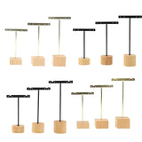 Wooden T Bar Jewelry Display Stand for Rings Earrings Organizer
