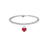 925 Sterling Silver Heart Love Pendant Beaded Bracelet for Women