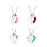 T Series 925 Silver Heart Stone LOVE Necklace For Women