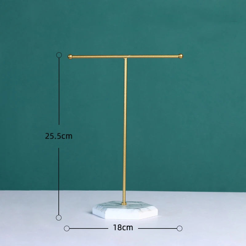 T Shape Earring Display Stand Racks Hexagon Base Necklace Jewelry Organizer