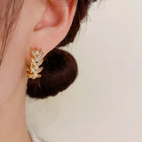Temperament Zircon Wheat Ear Pearl Earrings