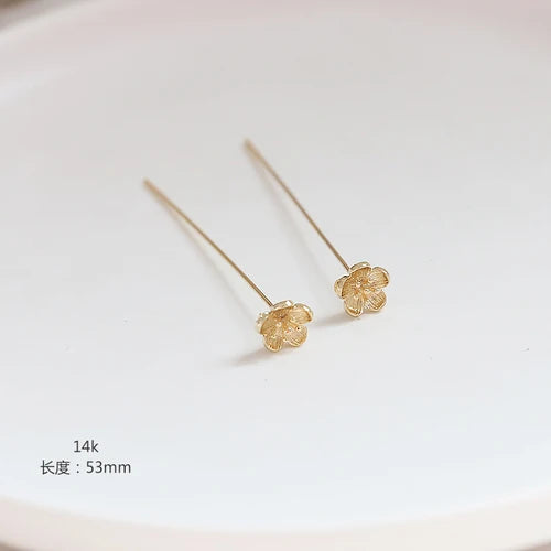 T-pin Flower Copper Clad 14k18k DIY Jewelry Earrings Materials