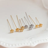 T-pin Flower Copper Clad 14k18k DIY Jewelry Earrings Materials