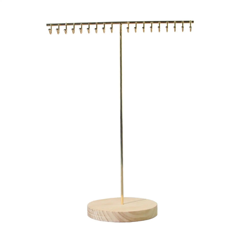 T-shaped Jewelry Organizer Stand with Wood Base