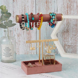 T-shaped Necklace Holder Jewelry Stand with Storage Tray, Organizer Rack