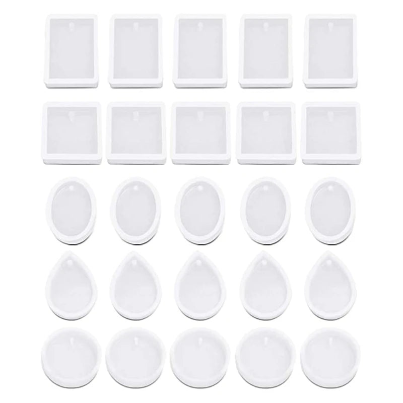 25 Pcs Crystal Epoxy Resin Mold Keychain Pendant Silicone Mould
