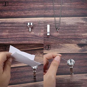 Cremation Urn Pendant Necklace Stainless Steel Zircon Ashes Jewelry