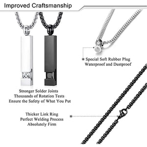 Cremation Urn Pendant Necklace Stainless Steel Zircon Ashes Jewelry