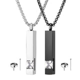 Cremation Urn Pendant Necklace Stainless Steel Zircon Ashes Jewelry