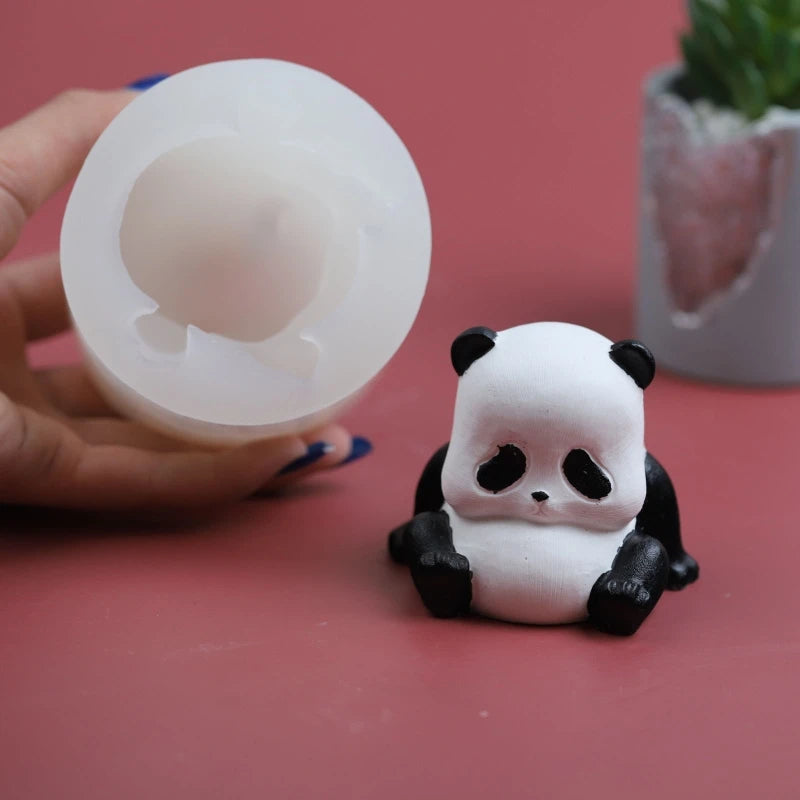 Lovely Panda Shape Soap Candle Mold Silicone Mold for Resin Candle Mold