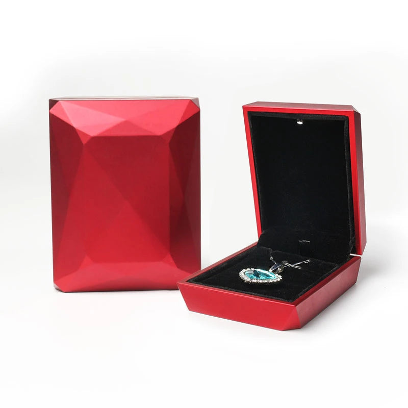 Diamond Faceted Ring Storage Box Wedding Necklace Display