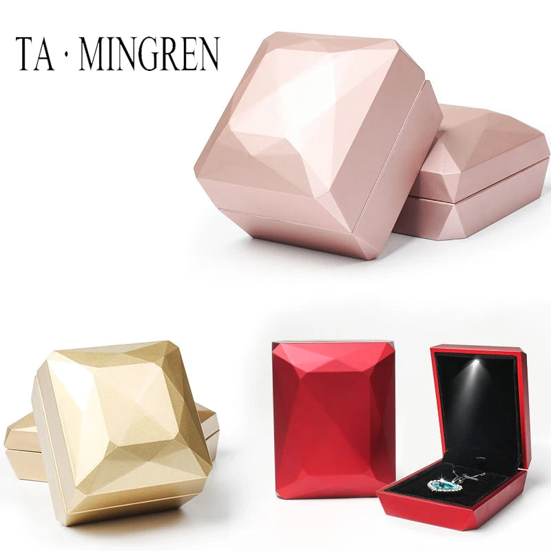 Diamond Faceted Ring Storage Box Wedding Necklace Display