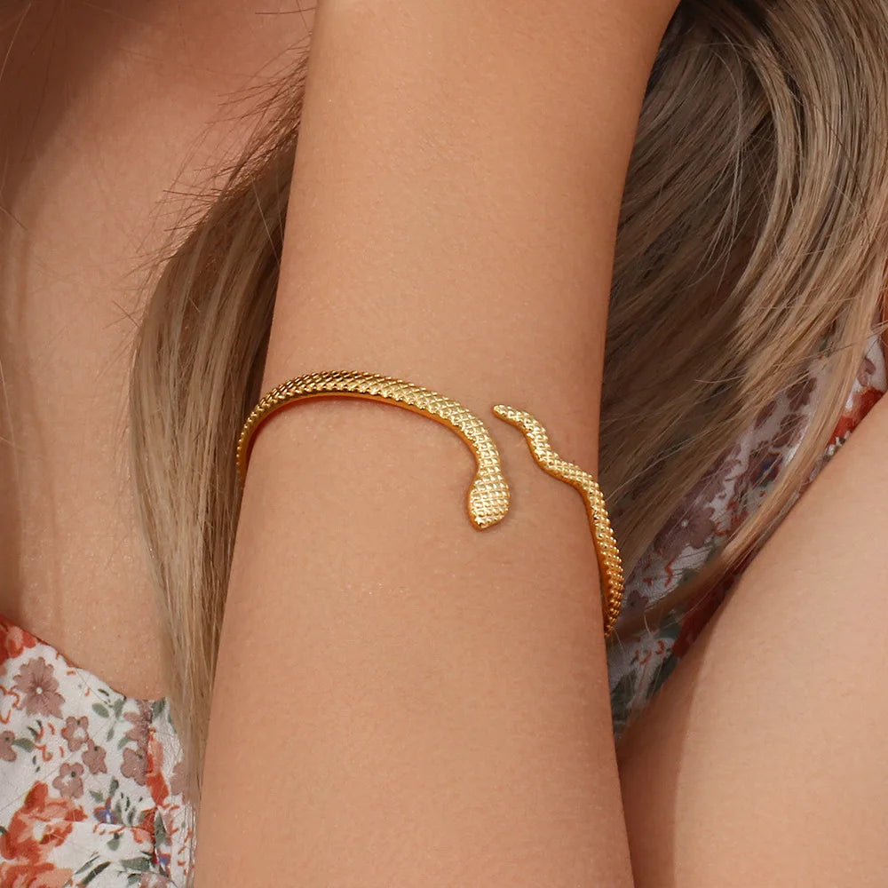 Vintage Feather Leaf Bangle Bracelets Stainless Steel 18k Plated Cuff
