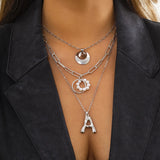 Bohemia Coin Choker Necklace DIY A-Z Letter Pendant