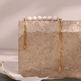 Stainless Steel 18K Plated Chain Freshwater Pearl Bracelet for Women