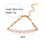 Stainless Steel 18K Plated Chain Freshwater Pearl Bracelet for Women