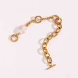 Baroque Pearl Stainless Steel Bracelet 18K Plated Bangle