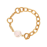 Baroque Pearl Stainless Steel Bracelet 18K Plated Bangle
