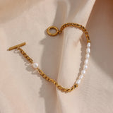 Baroque Pearl Stainless Steel Bracelet Bangle for Women