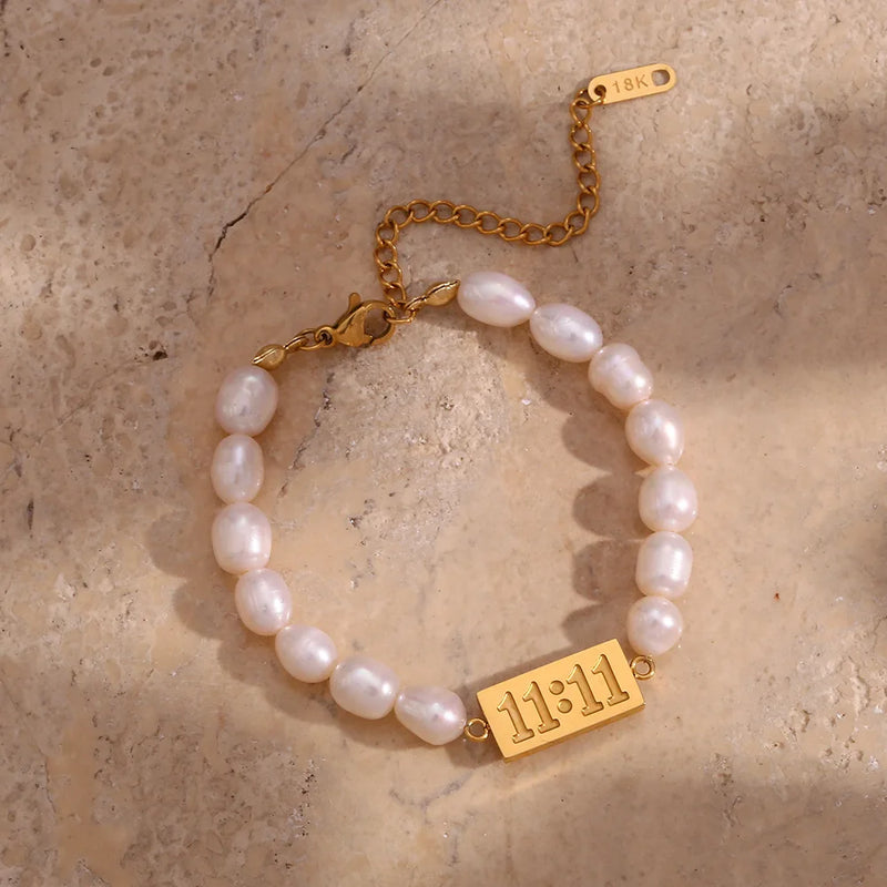 11:11 Angel Number Pearl Bracelet for Women Girls