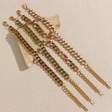 Green Cuban Chain Bracelets for Women