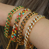 Green Cuban Chain Bracelets for Women