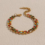 Green Cuban Chain Bracelets for Women
