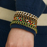 Green Cuban Chain Bracelets for Women