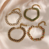 Green Cuban Chain Bracelets for Women